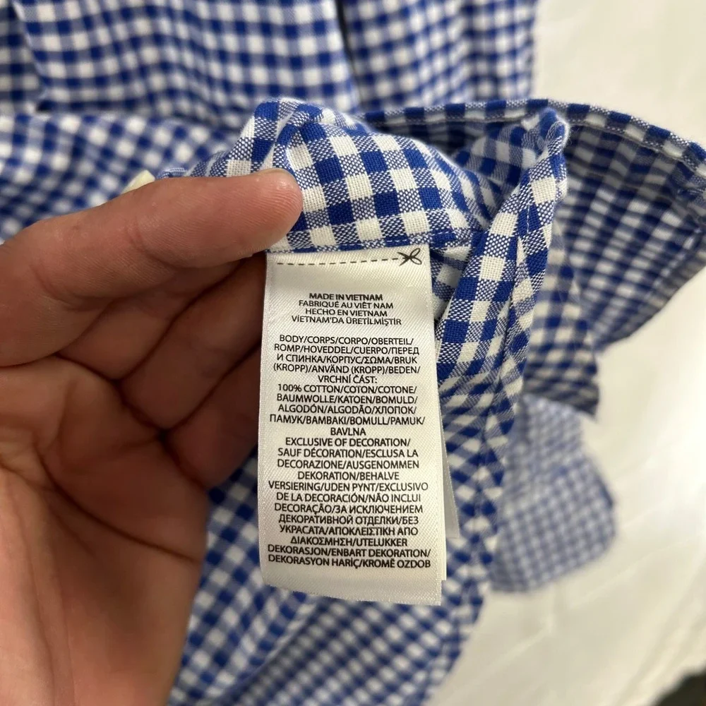 Polo Ralph Lauren Button Down Mens Large Blue Gingham Classic Fit Cotton Shirt